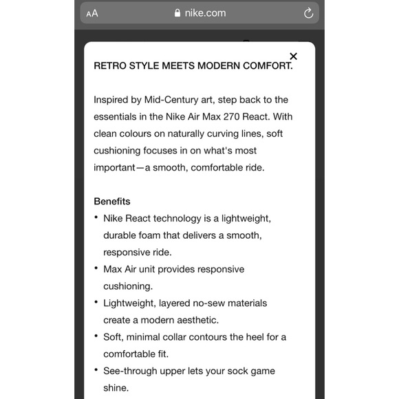 Nike Womens Air Max 270 React (Mid-Century) Sz 8.5 - Picture 10 of 11